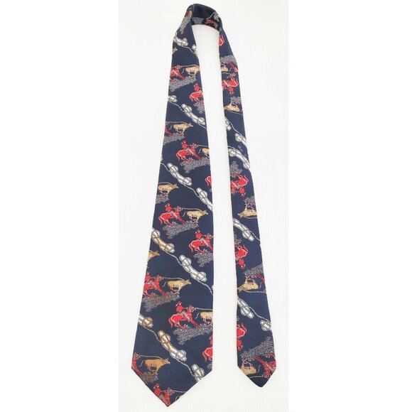 Vintage 70s Wemlon Wembley Mens Rodeo Cowboy Western Lasso Neck Tie Navy - Picture 6 of 8